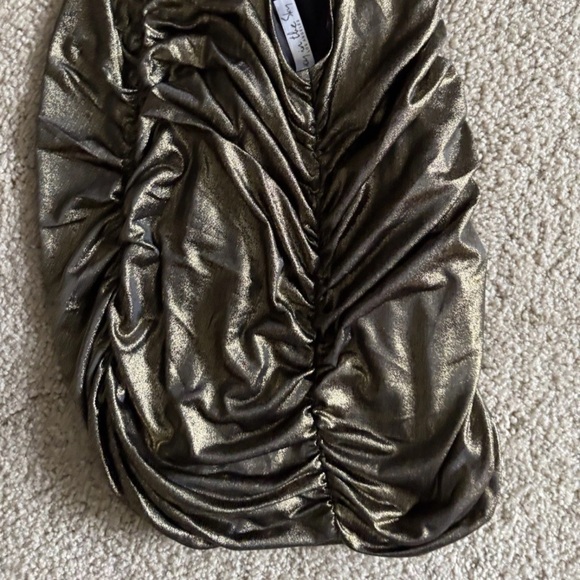 Lucy In The Sky Yellow Bodycon Lace Up Dress in Gold Prom Party Shimmer Small - Picture 6 of 8